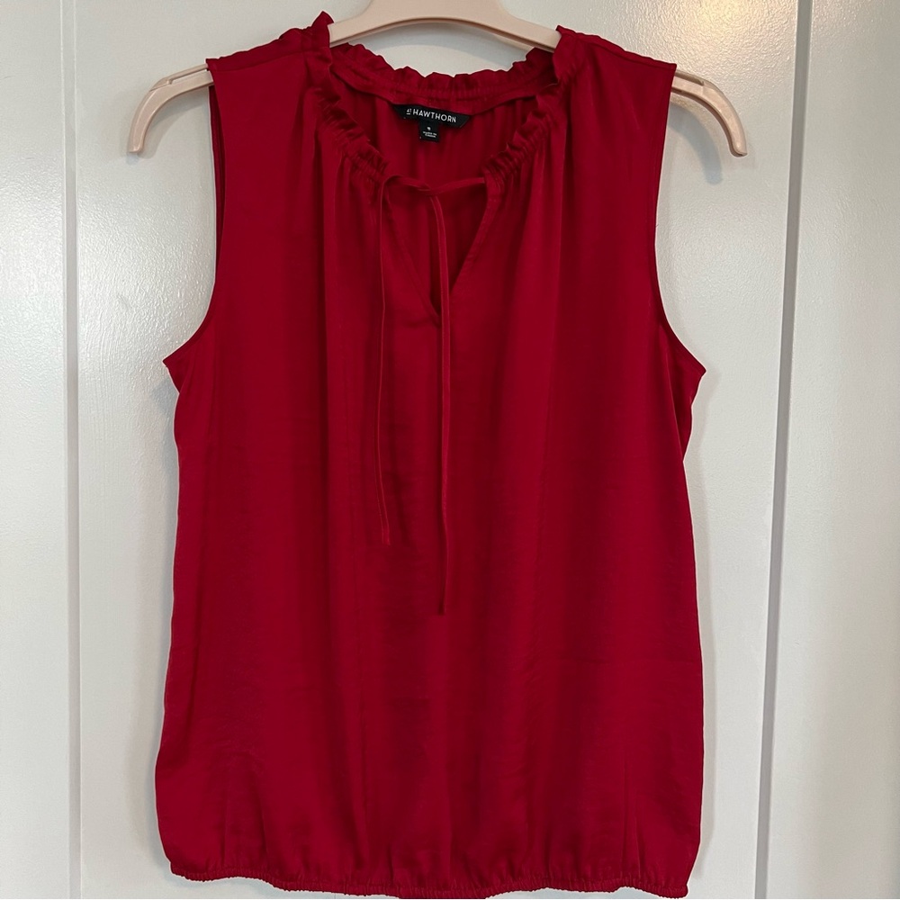 41 Hawthorn Women’s sleeveless Silky Red Tie Blouse